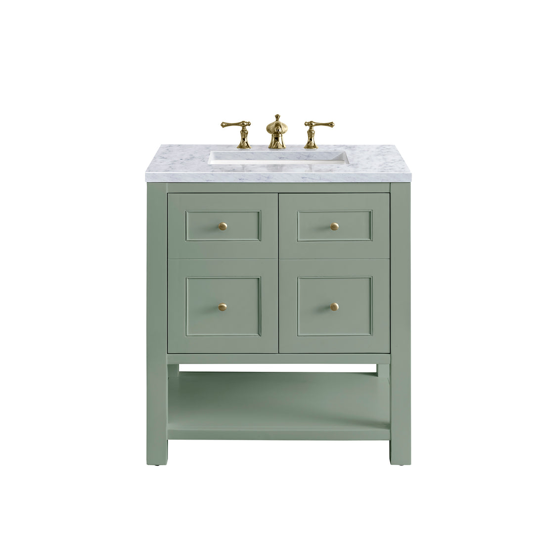 Breckenridge 30" Single Vanity, Smokey Celadon w/ 3 CM Carrara Marble Top