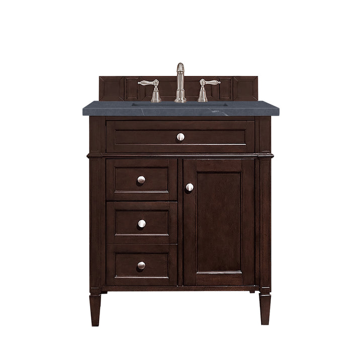 Brittany 30" Single Vanity, Burnished Mahogany, w/ 3 CM Charcoal Soapstone Silestone Top