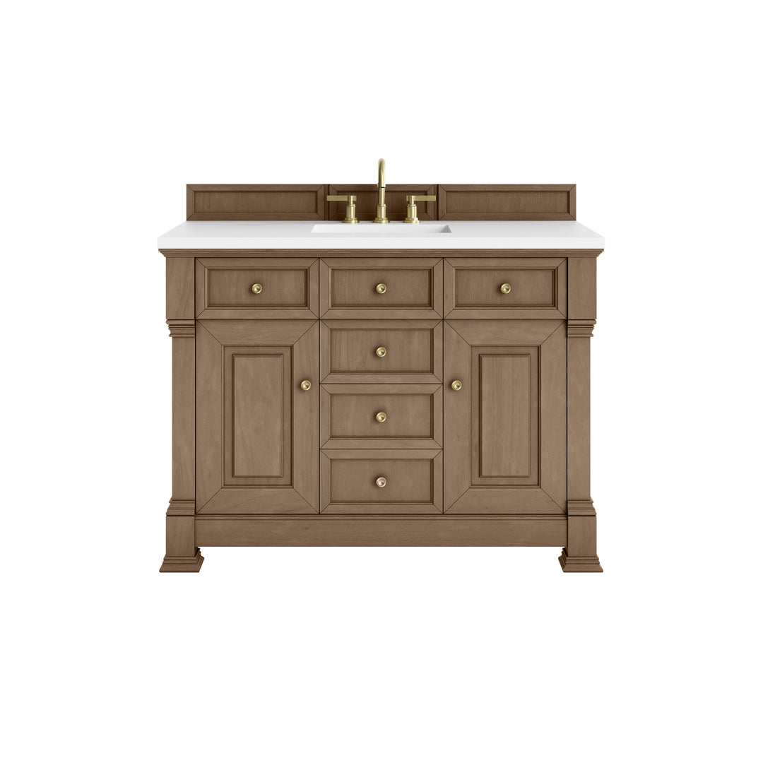 Brookfield 48" Single Vanity, Pecan, w/ 3 CM White Zeus Silestone®  Top