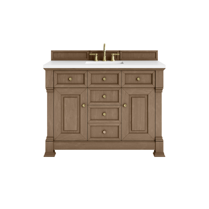 Brookfield 48" Single Vanity, Pecan, w/ 3 CM White Zeus Silestone®  Top