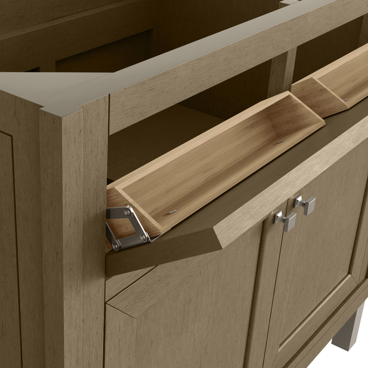 Chicago 36" Single Vanity, Walnut Whisper, w/ 3 CM Arctic Fall Solid Surface Top