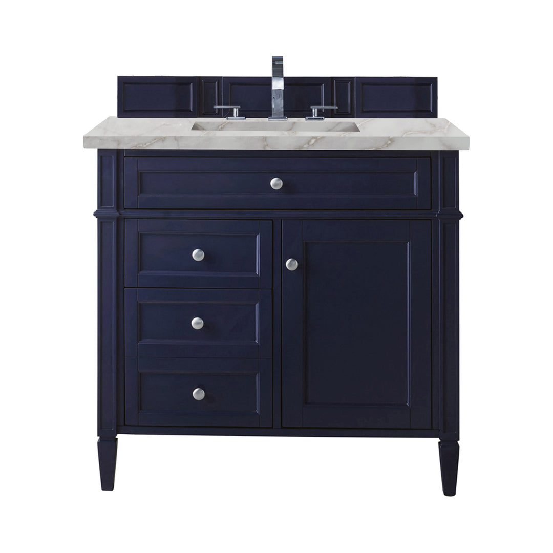 Brittany 36" Single Vanity, Victory Bleu w/ 3 CM Victorian Silver Silestone Top