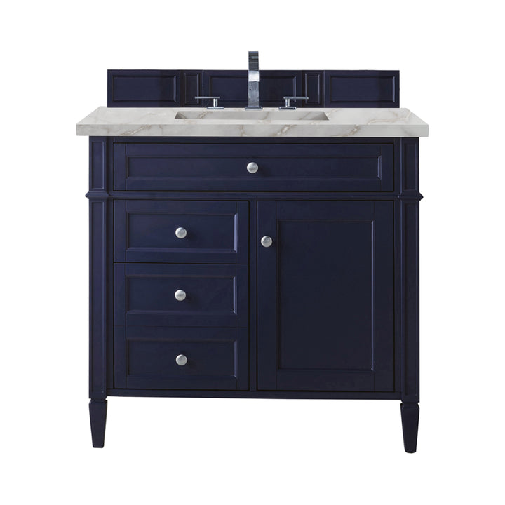 Brittany 36" Single Vanity, Victory Bleu w/ 3 CM Victorian Silver Silestone Top