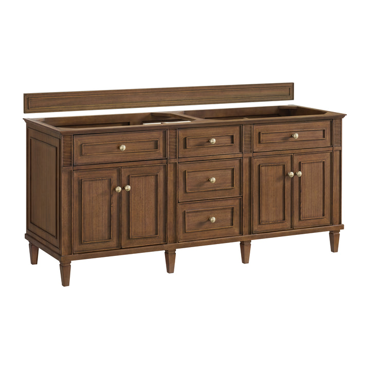 Lorelai 72" Double Vanity, Mid-Century Walnut w/ 3 CM Eternal Marfil Silestone Top