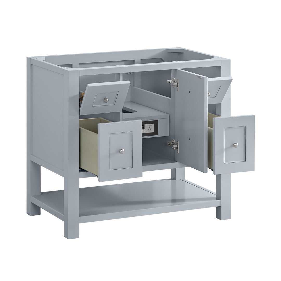 Breckenridge 36" Single Vanity, Serenity Blue, w/ Single Hole 3 CM White Zeus Quartz Top & Backsplash