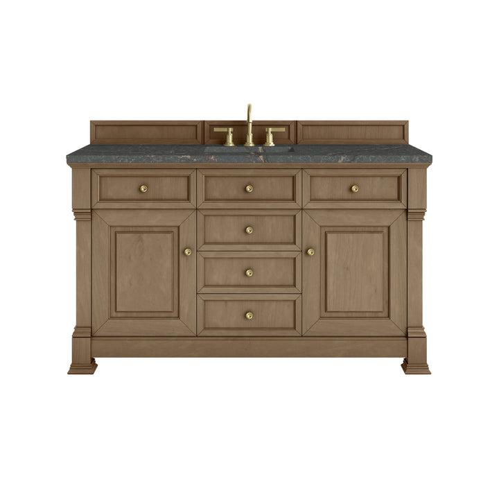 Brookfield 60" Single Vanity, Pecan w/ 3 CM Parisien Bleu Silestone® Top