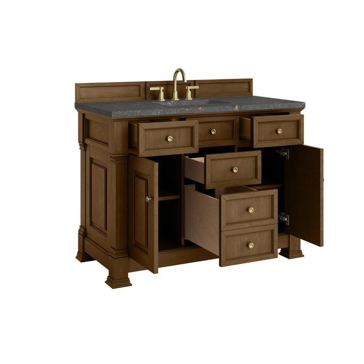 Brookfield 48" Single Vanity, Honey Oak w/ 3 CM Parisien Bleu Silestone® Top