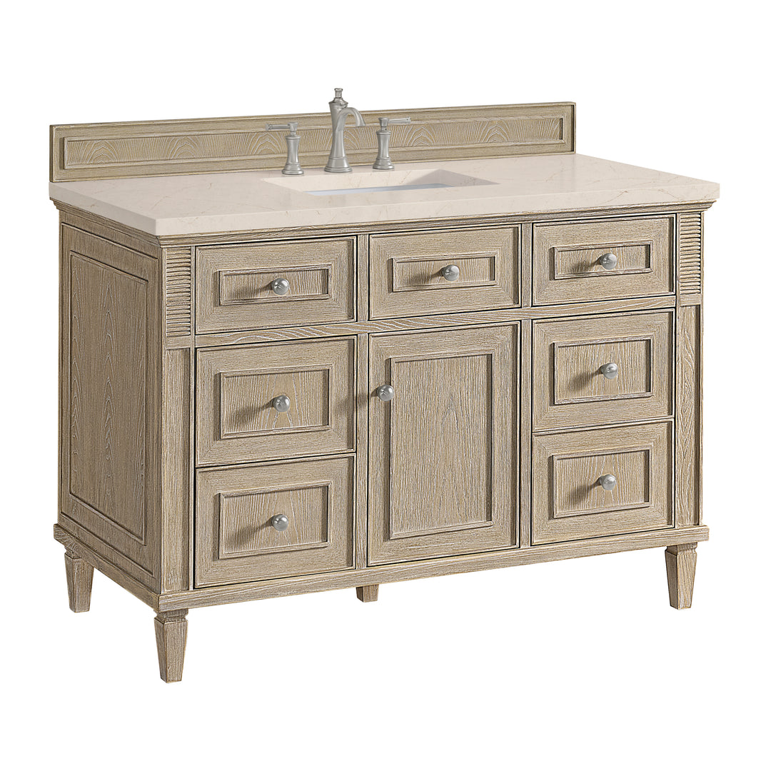 Lorelai 48" Single Vanity, Whitewashed Oak w/ 3 CM Eternal Marfil Silestone Top