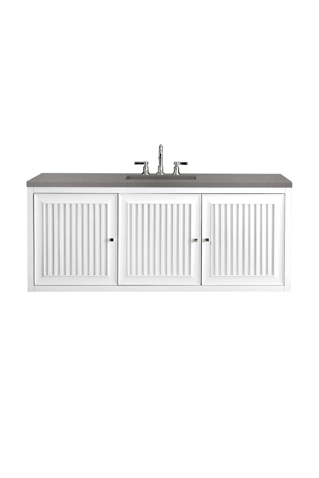 Athens 60" Single Vanity, Glossy White w/ 3 CM Grey Expo Silestone Top