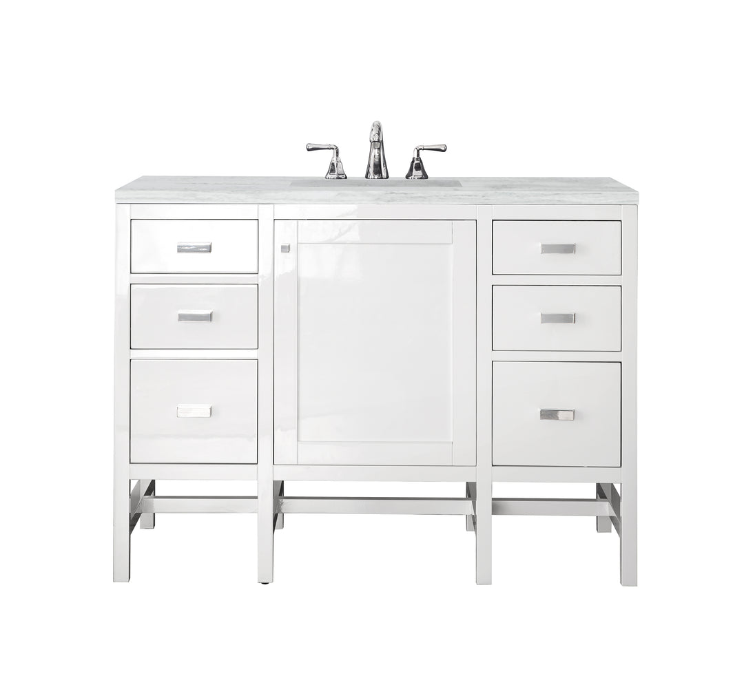 Addison 48" Single Vanity, Glossy White w/ 3 CM Arctic Fall Solid Surface Top