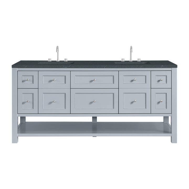 Breckenridge 72" Double Vanity, Serenity Blue, w/ 3 CM Charcoal Soapstone Quartz Top