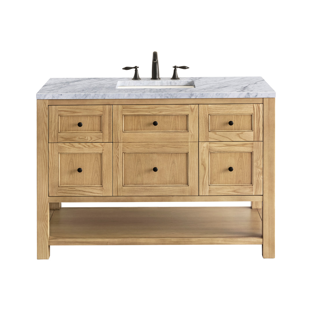 Breckenridge 48" Single Vanity, Light Natural Oak w/ 3 CM Carrara Marble Top