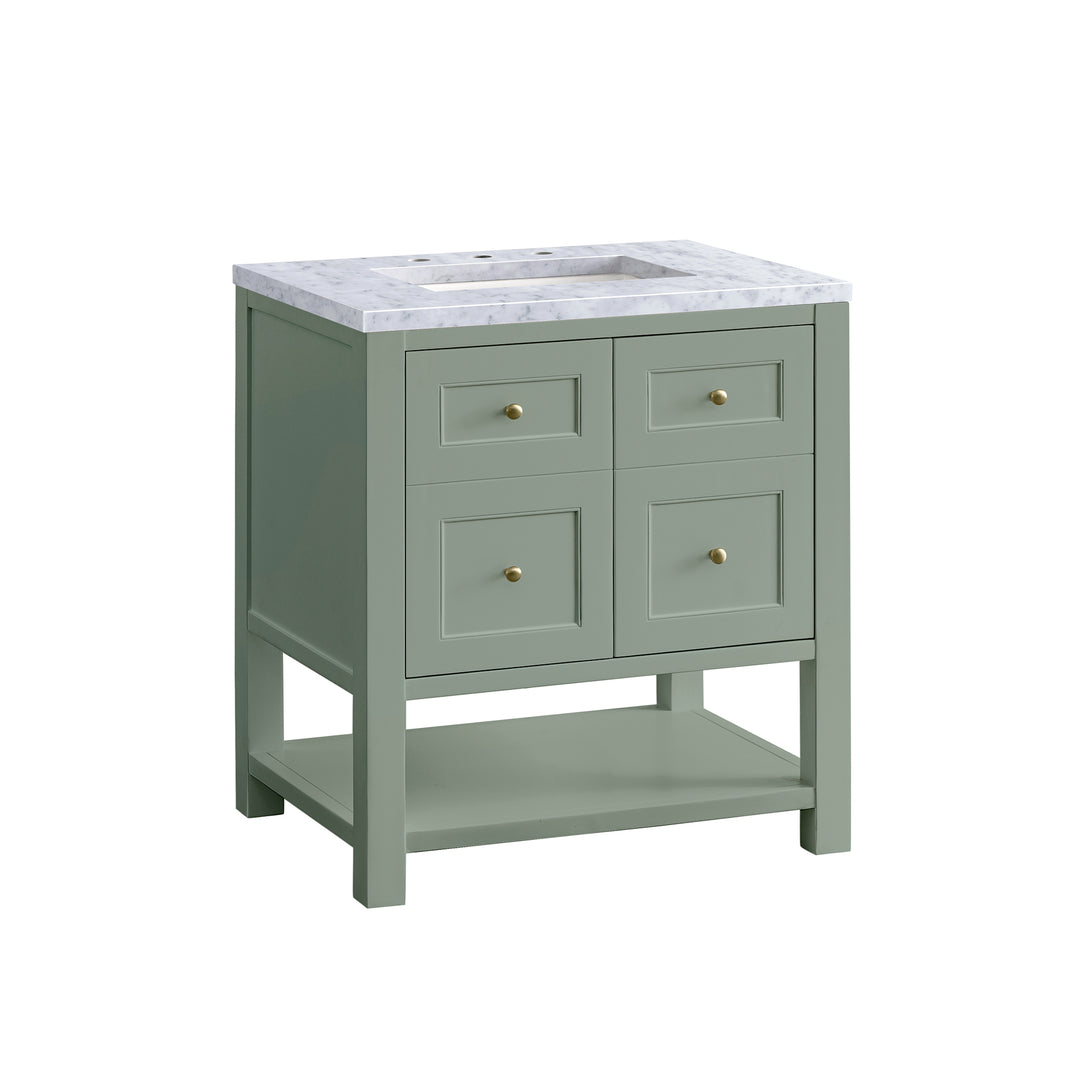 Breckenridge 30" Single Vanity, Smokey Celadon w/ 3 CM Carrara Marble Top