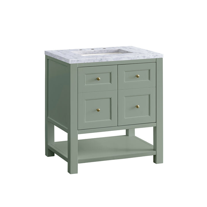 Breckenridge 30" Single Vanity, Smokey Celadon w/ 3 CM Carrara Marble Top