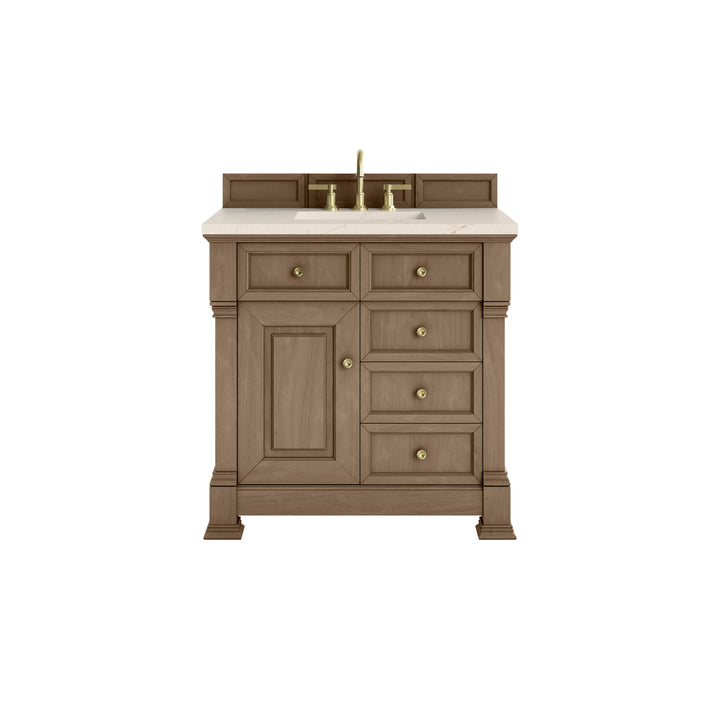 Brookfield 36" Single Vanity, Pecan w/ 3 CM Eternal Marfil Silestone® Top