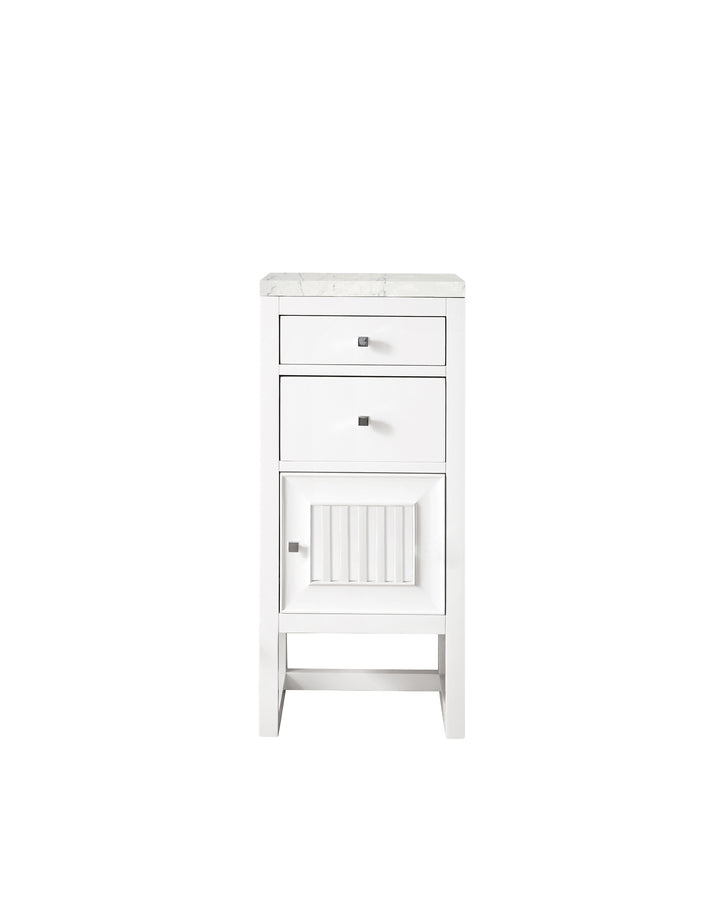 Athens 15" Base Cabinet w/ Drawers and Right Door, Glossy White w/ 3 CM Eternal Jasmine Pearl Silestone Top