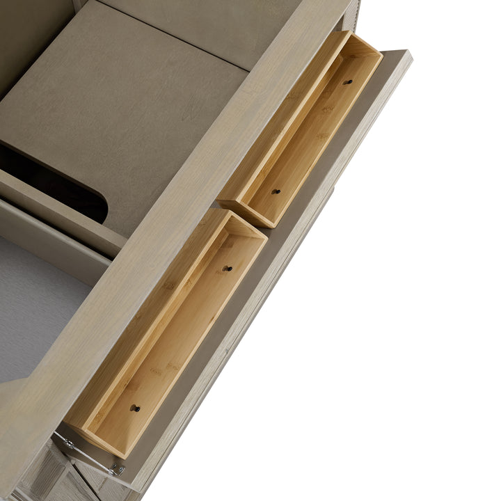 Lorelai 36" Single Vanity, Whitewashed Oak w/ 3 CM Eternal Marfil Silestone Top