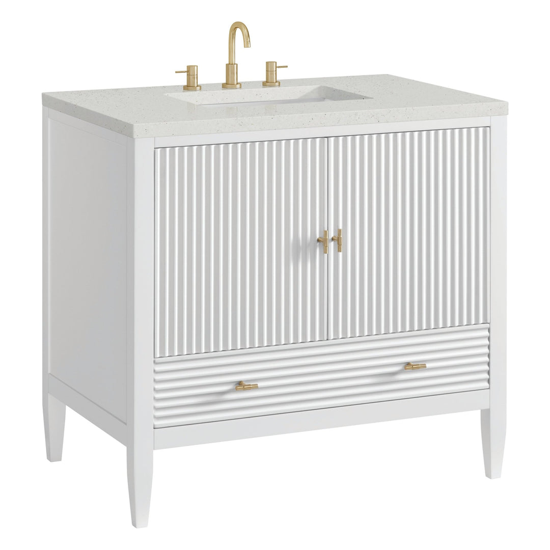 Myrrin 36" Vanity, Bright White w/ 3 CM Lime Delight Silestone Top