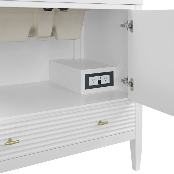 Myrrin 36" Vanity, Bright White w/ 3 CM Lime Delight Silestone Top