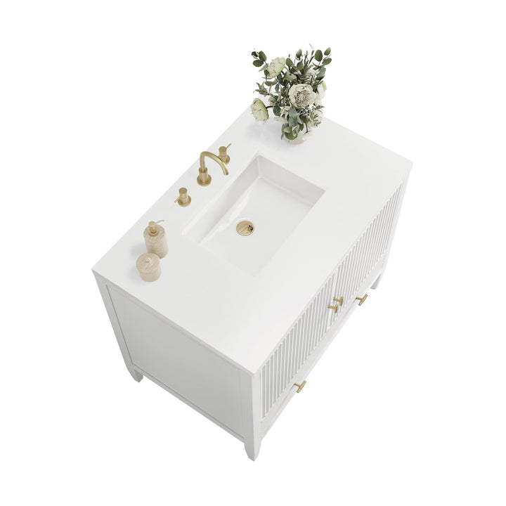 Myrrin 36" Vanity, Bright White w/ 3 CM White Zeus Silestone Top