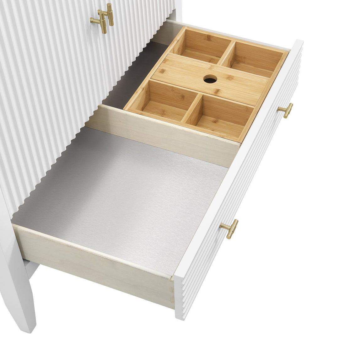 Myrrin 36" Vanity, Bright White w/ Single Hole 3 CM White Zeus Silestone Top & Backsplash