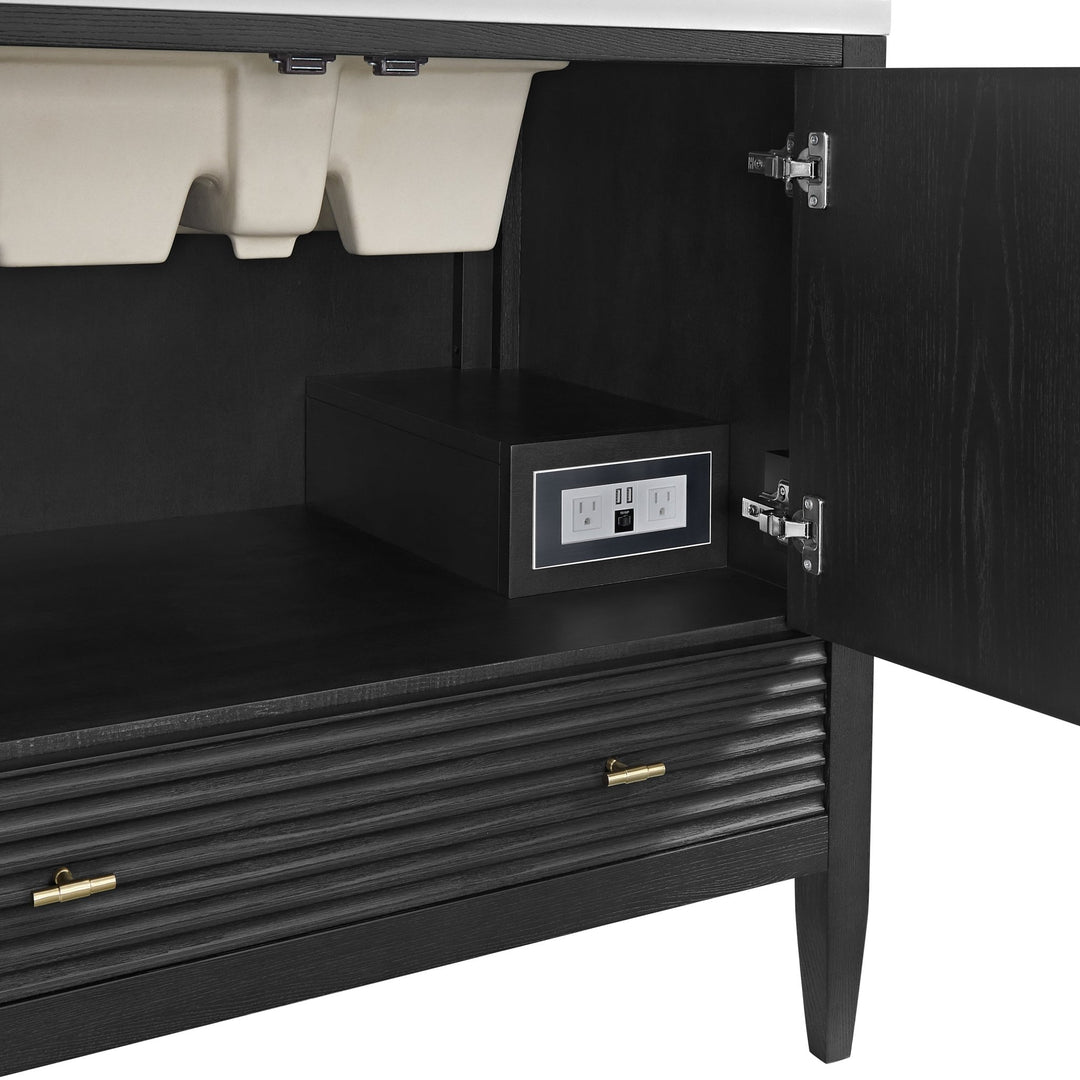 Myrrin 36" Vanity, Carbon Oak w/ 3 CM Arctic Fall Solid Surface Top