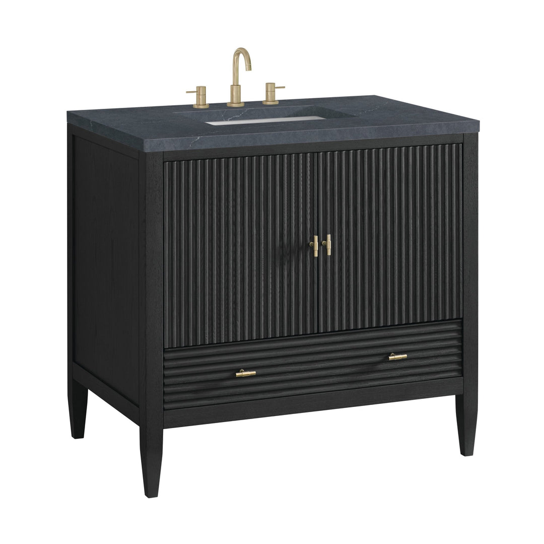 Myrrin 36" Vanity, Carbon Oak w/ 3 CM Charcoal Soapstone Silestone Top