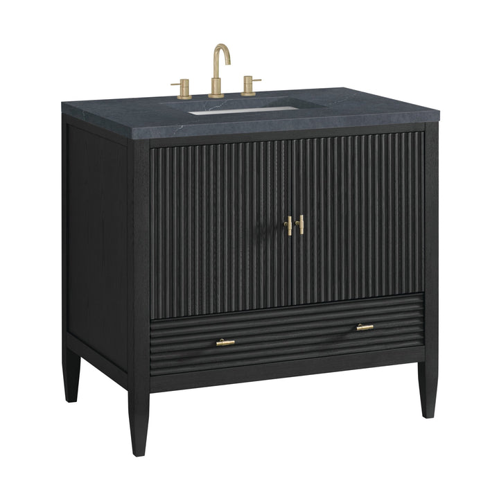 Myrrin 36" Vanity, Carbon Oak w/ 3 CM Charcoal Soapstone Silestone Top