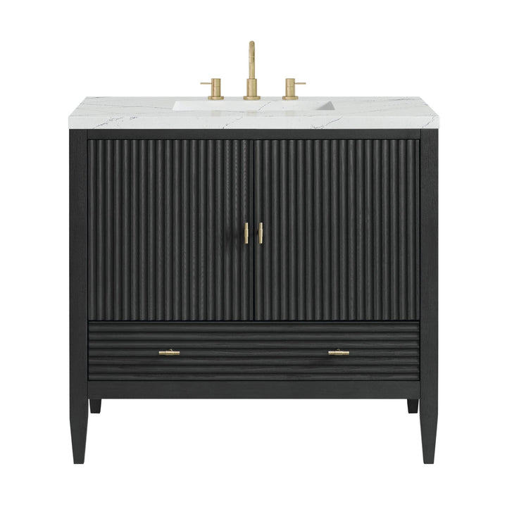 Myrrin 36" Vanity, Carbon Oak w/ 3 CM Ethereal Noctis Silestone Top