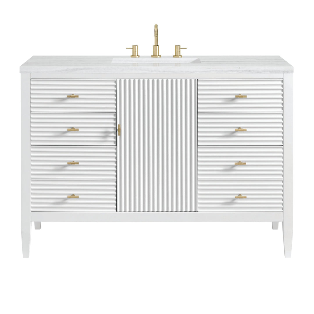 Myrrin 48" Vanity, Bright White w/ 3 CM Arctic Fall Solid Surface Top