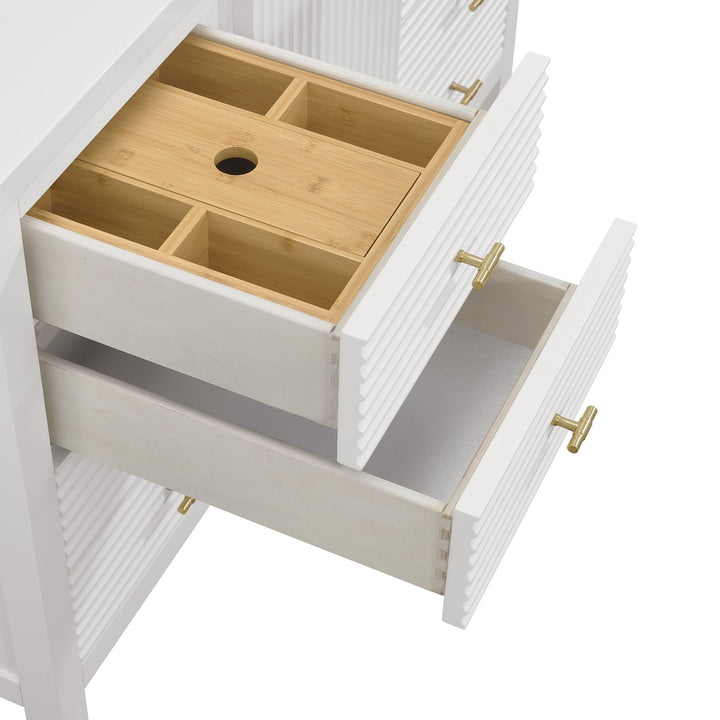 Myrrin 48" Vanity, Bright White w/ 3 CM Eternal Marfil Silestone Top