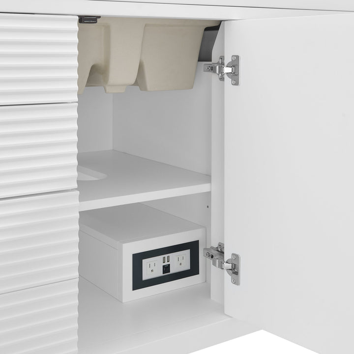 Myrrin 48" Vanity, Bright White w/ 3 CM Ethereal Noctis Silestone Top