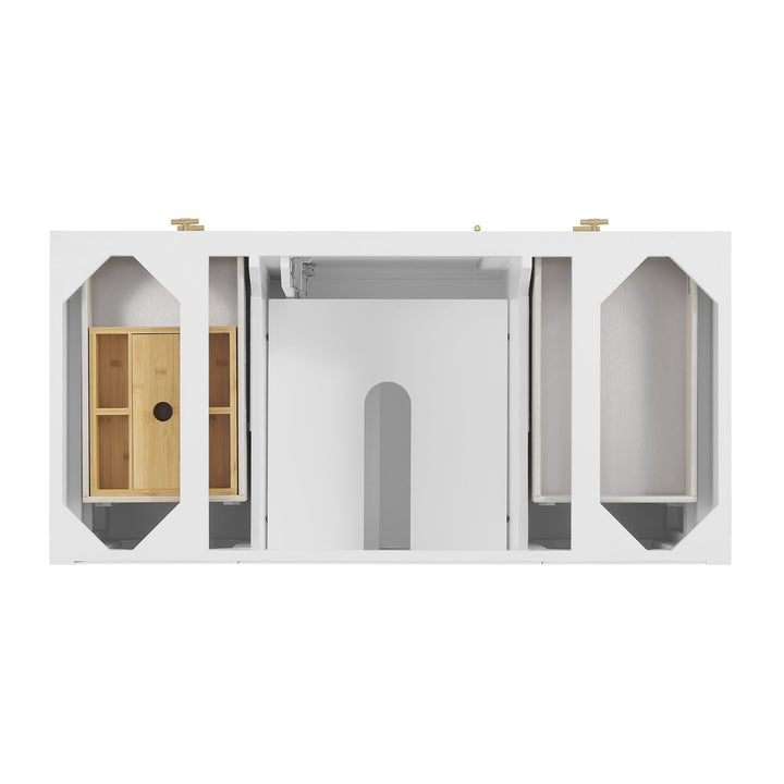 Myrrin 48" Vanity, Bright White w/ Single Hole 3 CM White Zeus Silestone Top & Backsplash