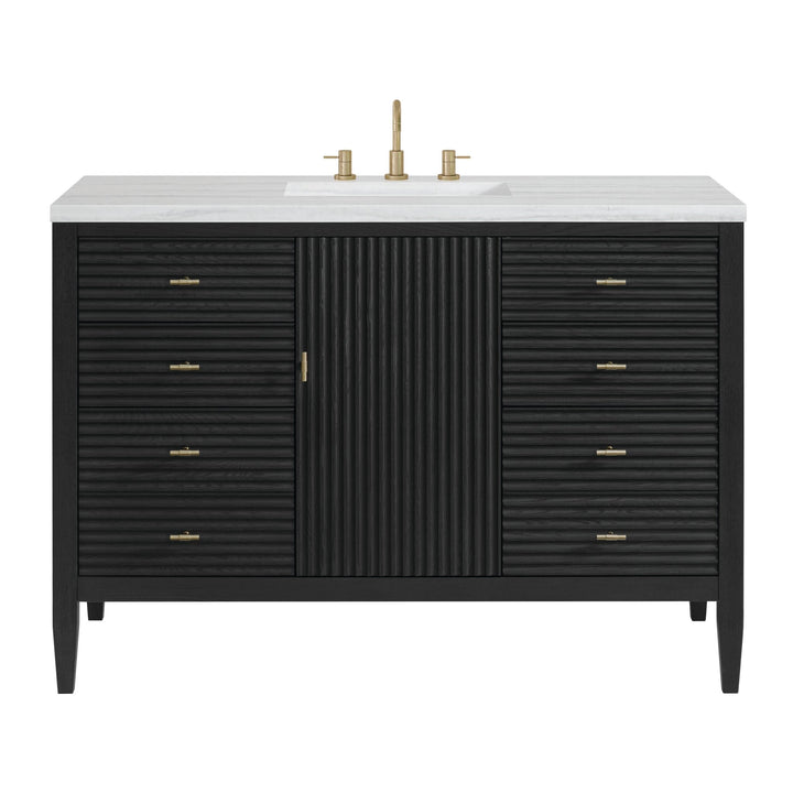 Myrrin 48" Vanity, Carbon Oak w/ 3 CM Arctic Fall Solid Surface Top