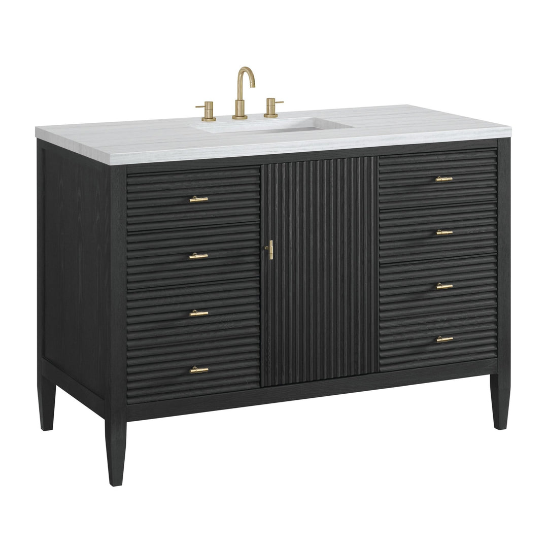 Myrrin 48" Vanity, Carbon Oak w/ 3 CM Arctic Fall Solid Surface Top