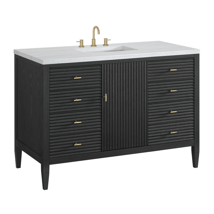 Myrrin 48" Vanity, Carbon Oak w/ 3 CM Arctic Fall Solid Surface Top