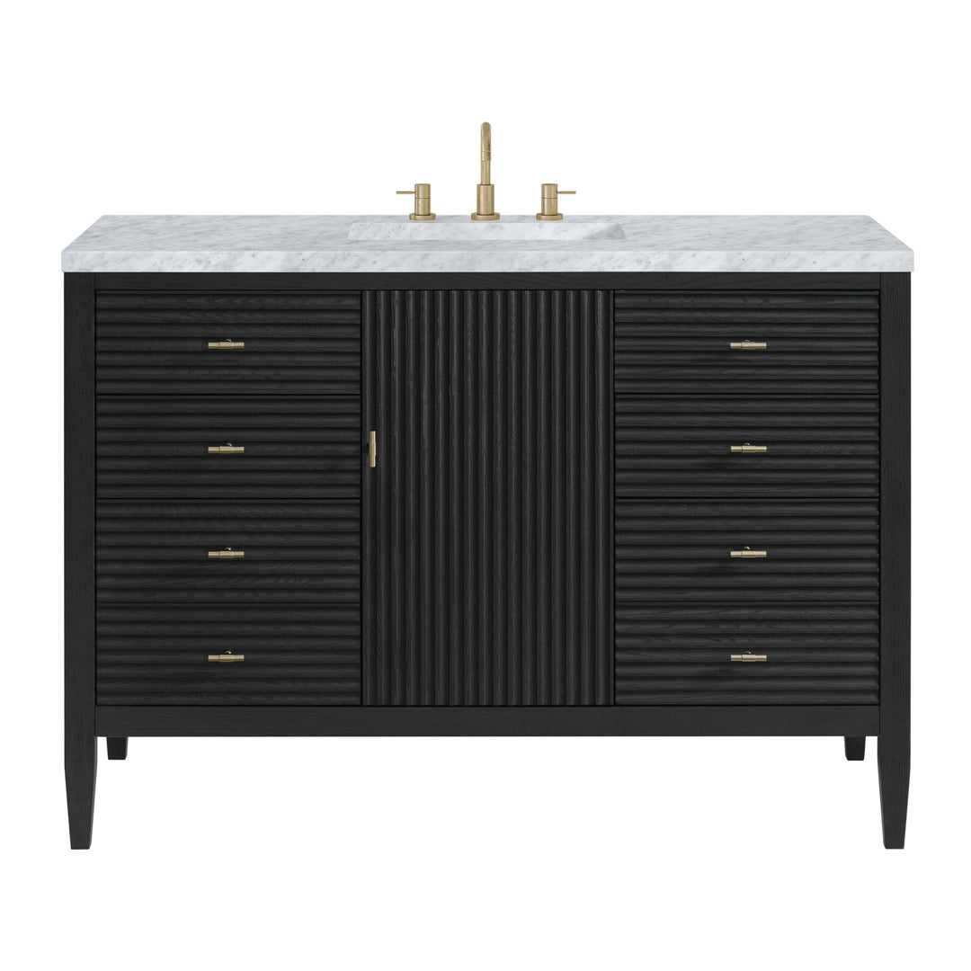 Myrrin 48" Vanity, Carbon Oak w/ 3 CM Carrara White Marble Top