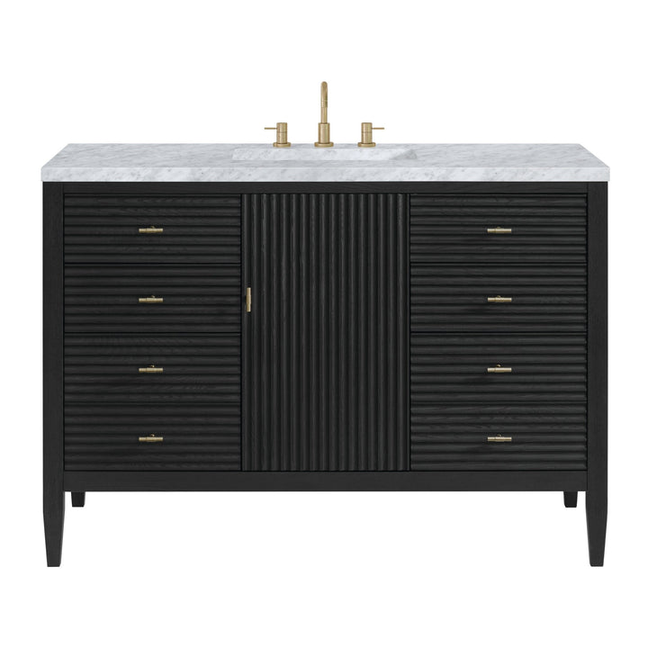 Myrrin 48" Vanity, Carbon Oak w/ 3 CM Carrara White Marble Top