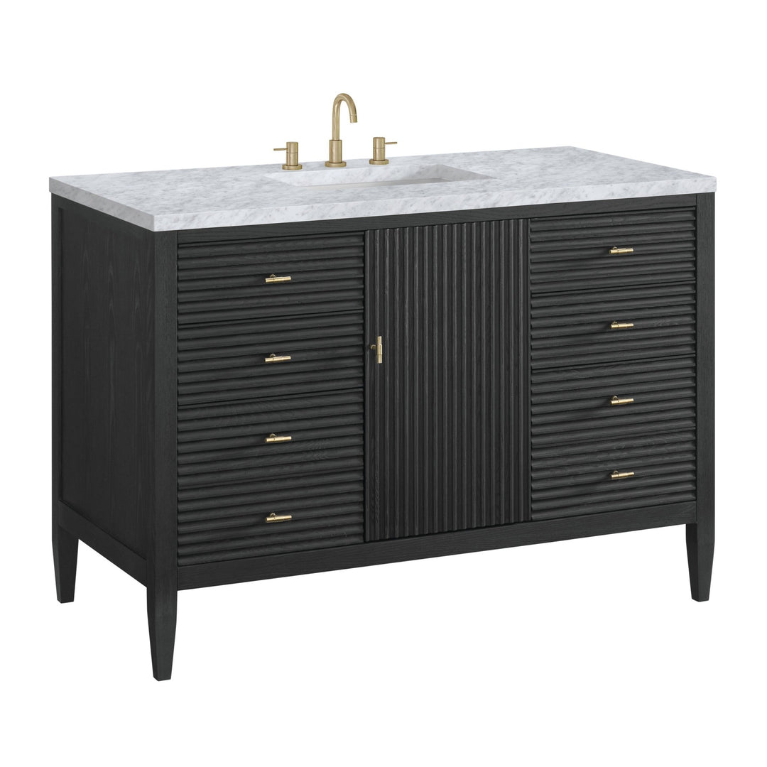 Myrrin 48" Vanity, Carbon Oak w/ 3 CM Carrara White Marble Top