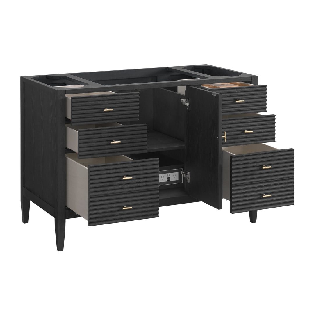 Myrrin 48" Vanity, Carbon Oak w/ 3 CM Carrara White Marble Top