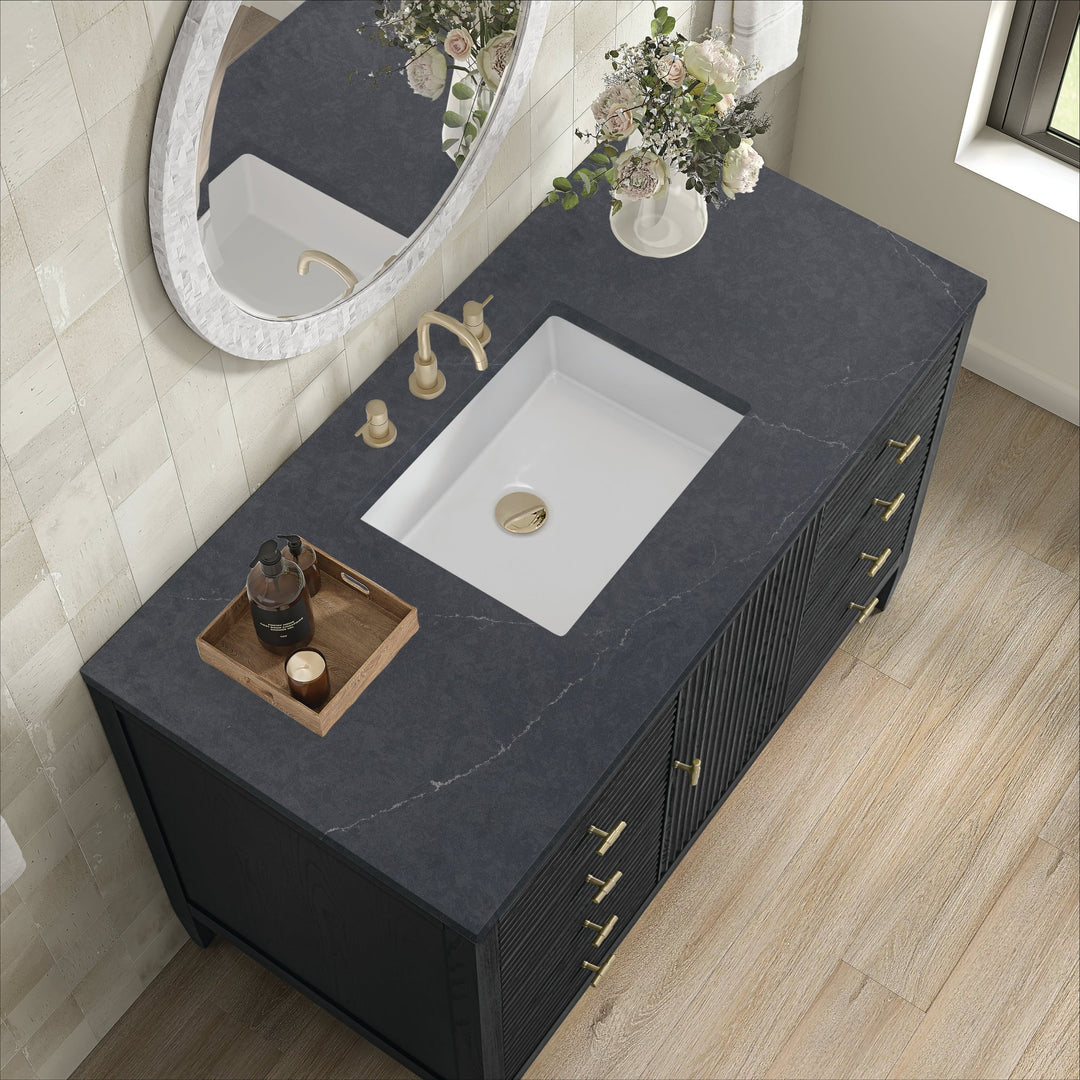 Myrrin 48" Vanity, Carbon Oak w/ 3 CM Charcoal Soapstone Silestone Top