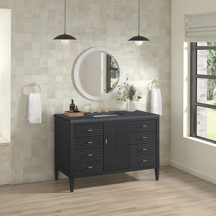 Myrrin 48" Vanity, Carbon Oak w/ 3 CM Charcoal Soapstone Silestone Top