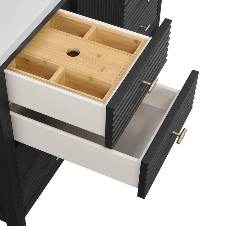 Myrrin 48" Vanity, Carbon Oak w/ 3 CM Eternal Jasmine Pearl Silestone Top