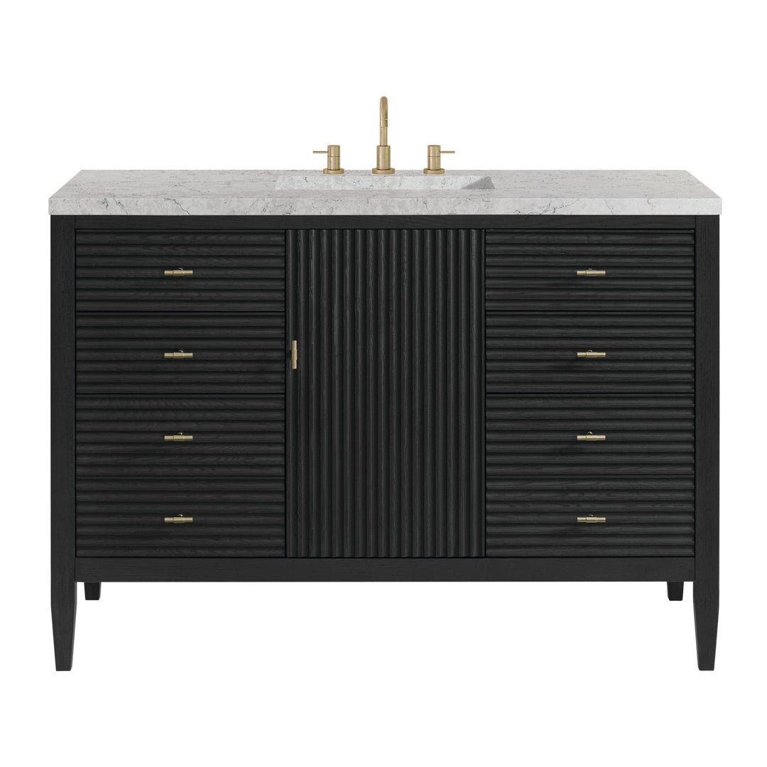 Myrrin 48" Vanity, Carbon Oak w/ 3 CM Eternal Jasmine Pearl Silestone Top