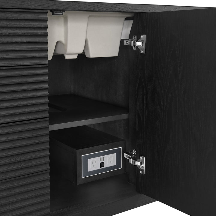 Myrrin 48" Vanity, Carbon Oak w/ 3 CM Lime Delight Silestone Top