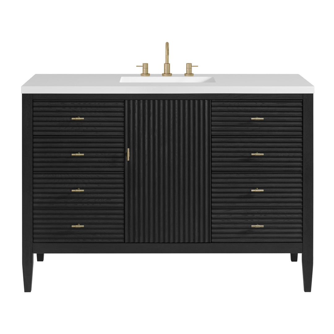 Myrrin 48" Vanity, Carbon Oak w/ 3 CM White Zeus Silestone Top