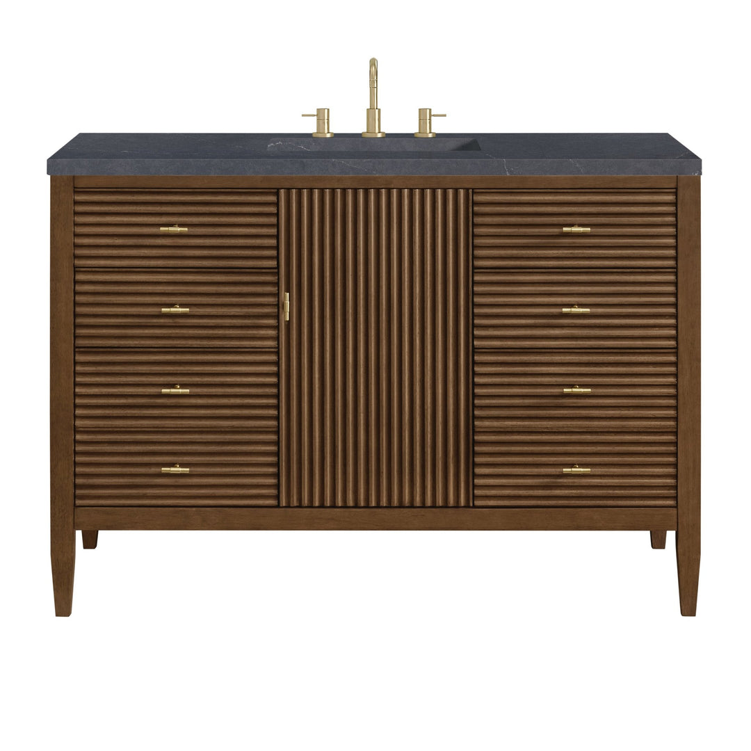 Myrrin 48" Vanity, Mid Century Walnut w/ 3 CM Charcoal Soapstone Silestone Top