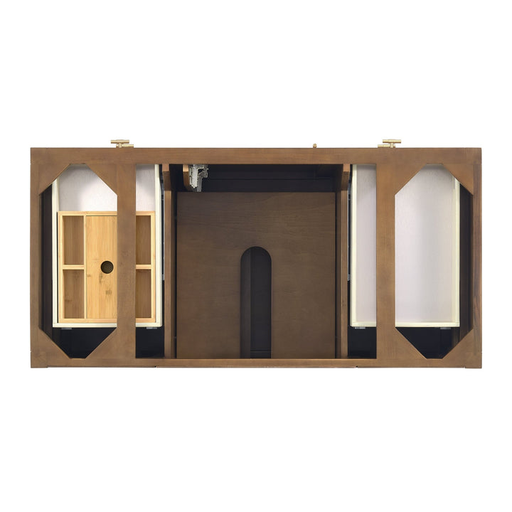 Myrrin 48" Vanity, Mid Century Walnut w/ 3 CM White Zeus Silestone Top