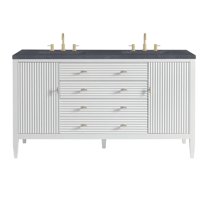 Myrrin 60" Double Vanity, Bright White w/ 3 CM Charcoal Soapstone Silestone Top