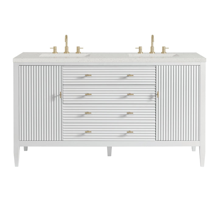 Myrrin 60" Double Vanity, Bright White w/ 3 CM Lime Delight Silestone Top